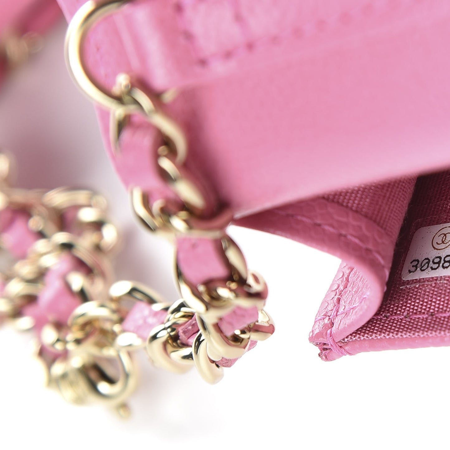 Caviar Quilted Crystal CC Airpods Pro and Phone Case With Chain Pink