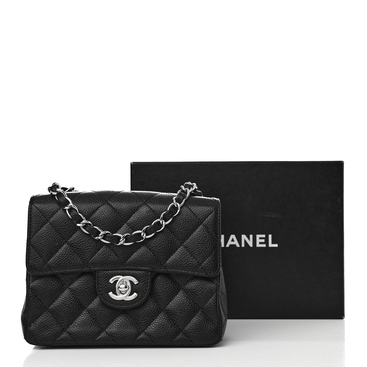 Caviar Quilted Mini Square Flap Black