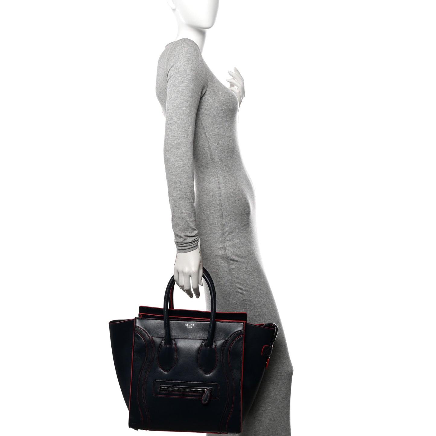 Satin Debossed Calfskin Mini Luggage Navy Blue