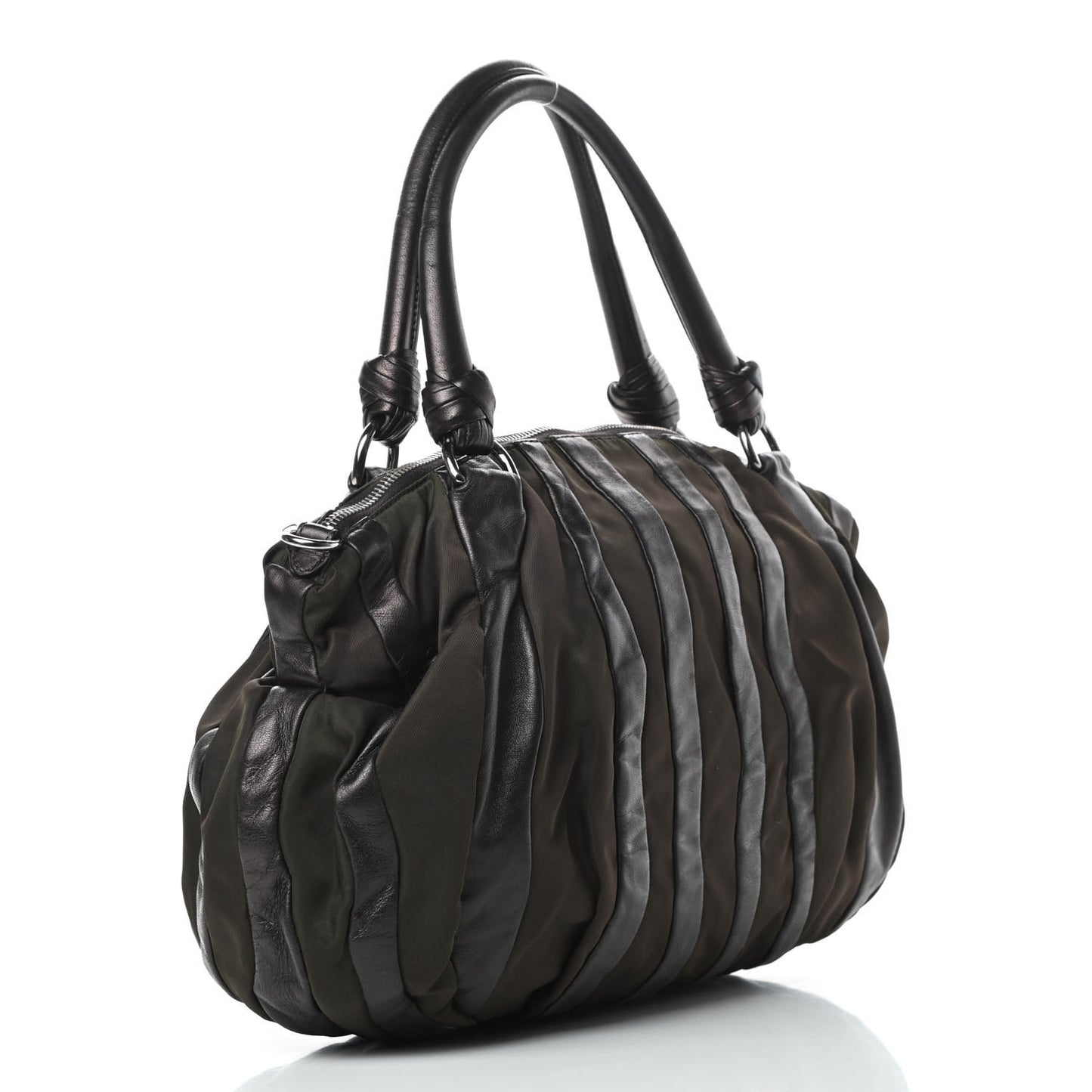 Nappa Tessuto Nylon Mordore Stripes Bag Green
