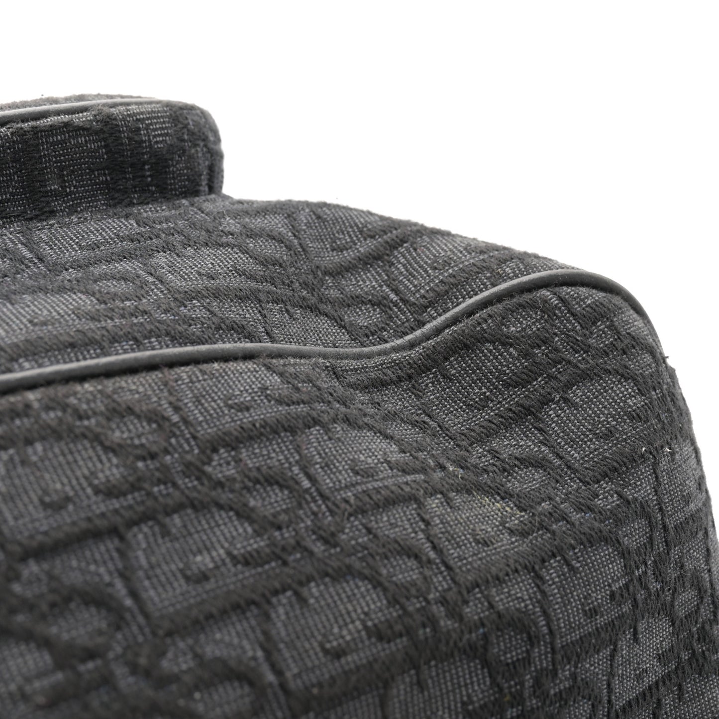 Oblique Jacquard Grained Calfskin Saddle Backpack With Flap Black