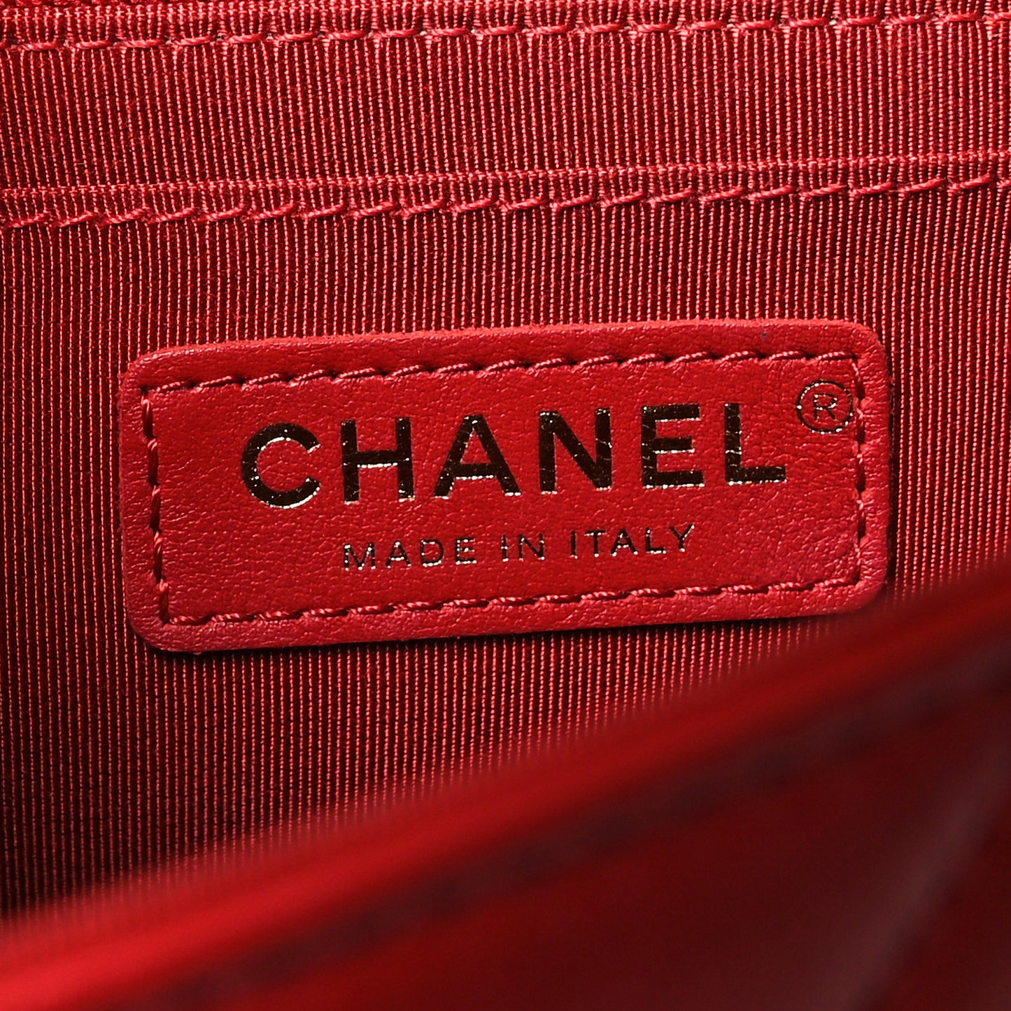 Calfskin Chevron Quilted Large Statement Flap Red