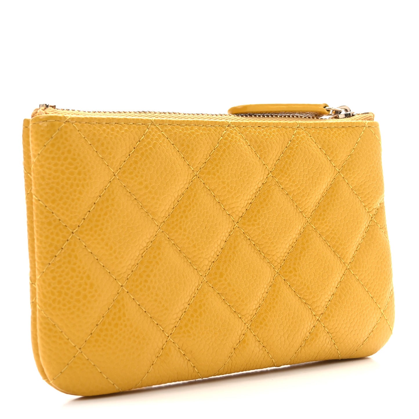 Caviar Quilted Small Cosmetic Case Yellow