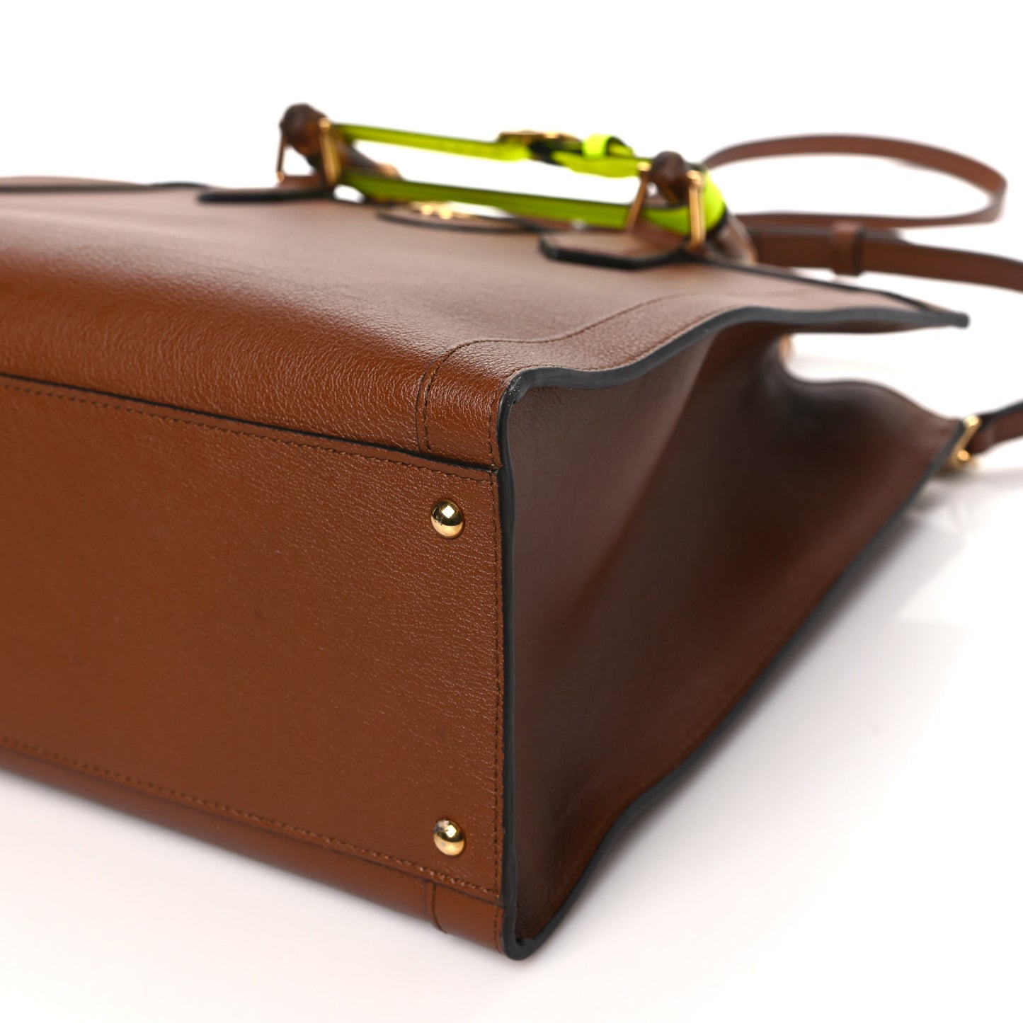 Wonka Grain Calfskin Medium Diana Tote Bag Cuir Yellow Fluo