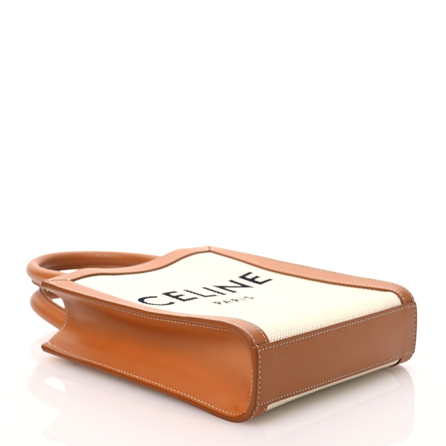 Canvas Calfskin Mini Vertical Cabas Natural Tan