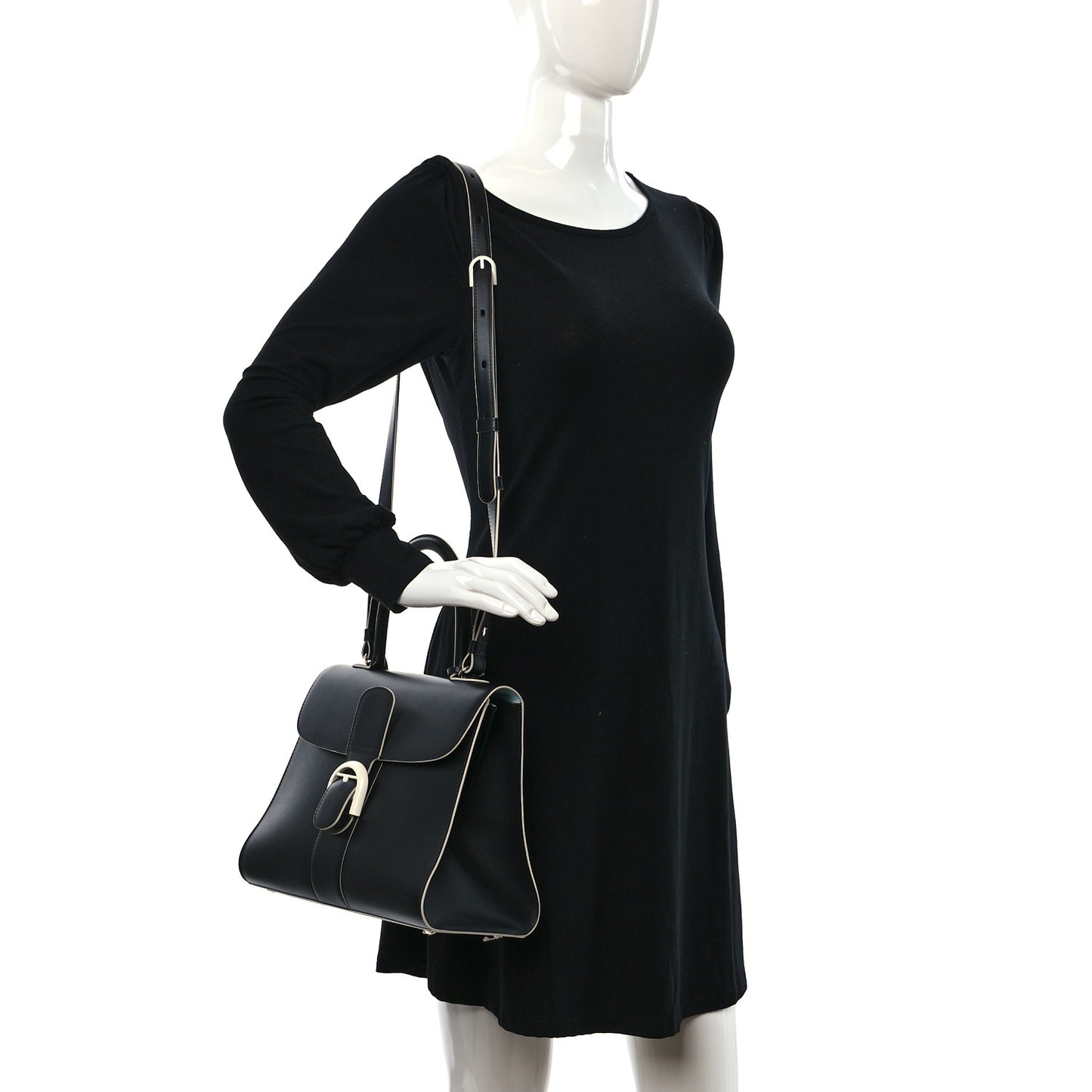 Box Calfskin MM Brillant Clouds Satchel Black Ciel