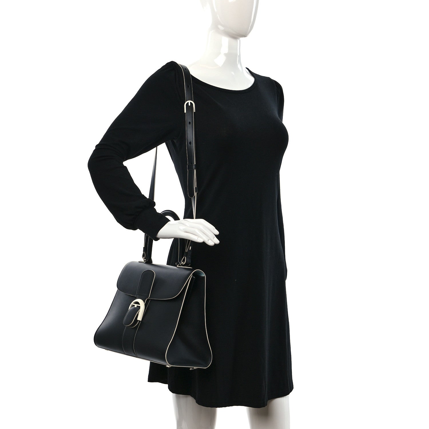 Delvaux Box Calfskin MM Brillant Clouds Satchel Black Ciel 2 of 14