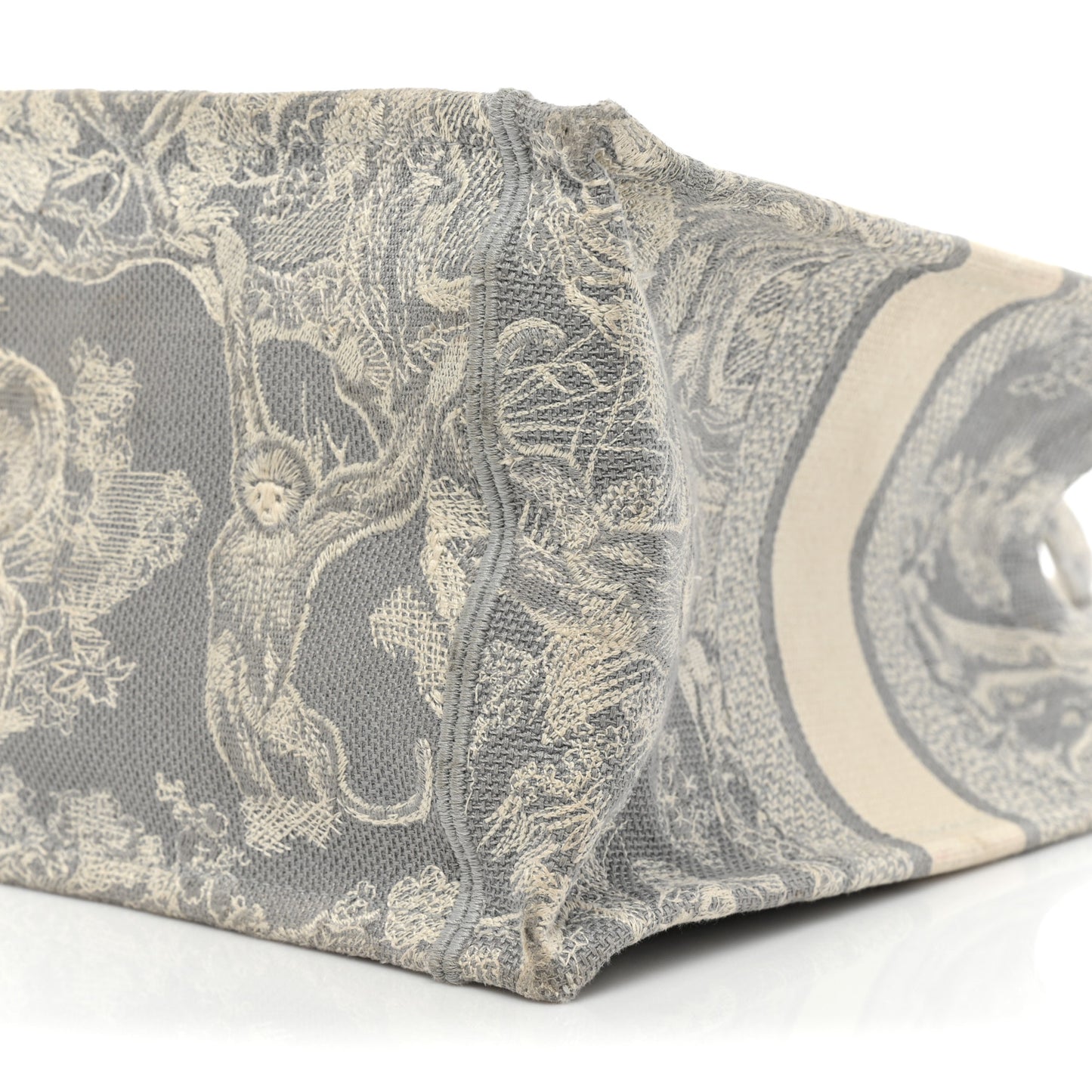 Canvas Embroidered Medium Dioriviera Toile De Jouy Reverse Book Tote Gray