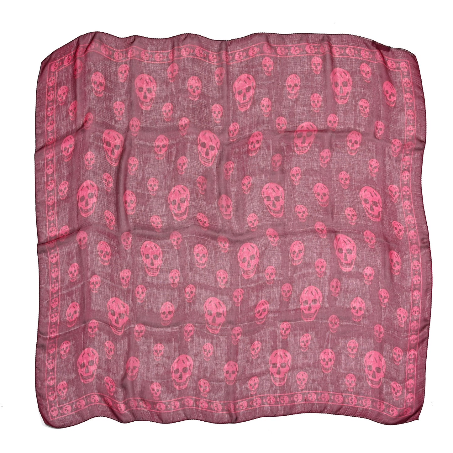 Silk Chiffon Skull Scarf Bordeaux