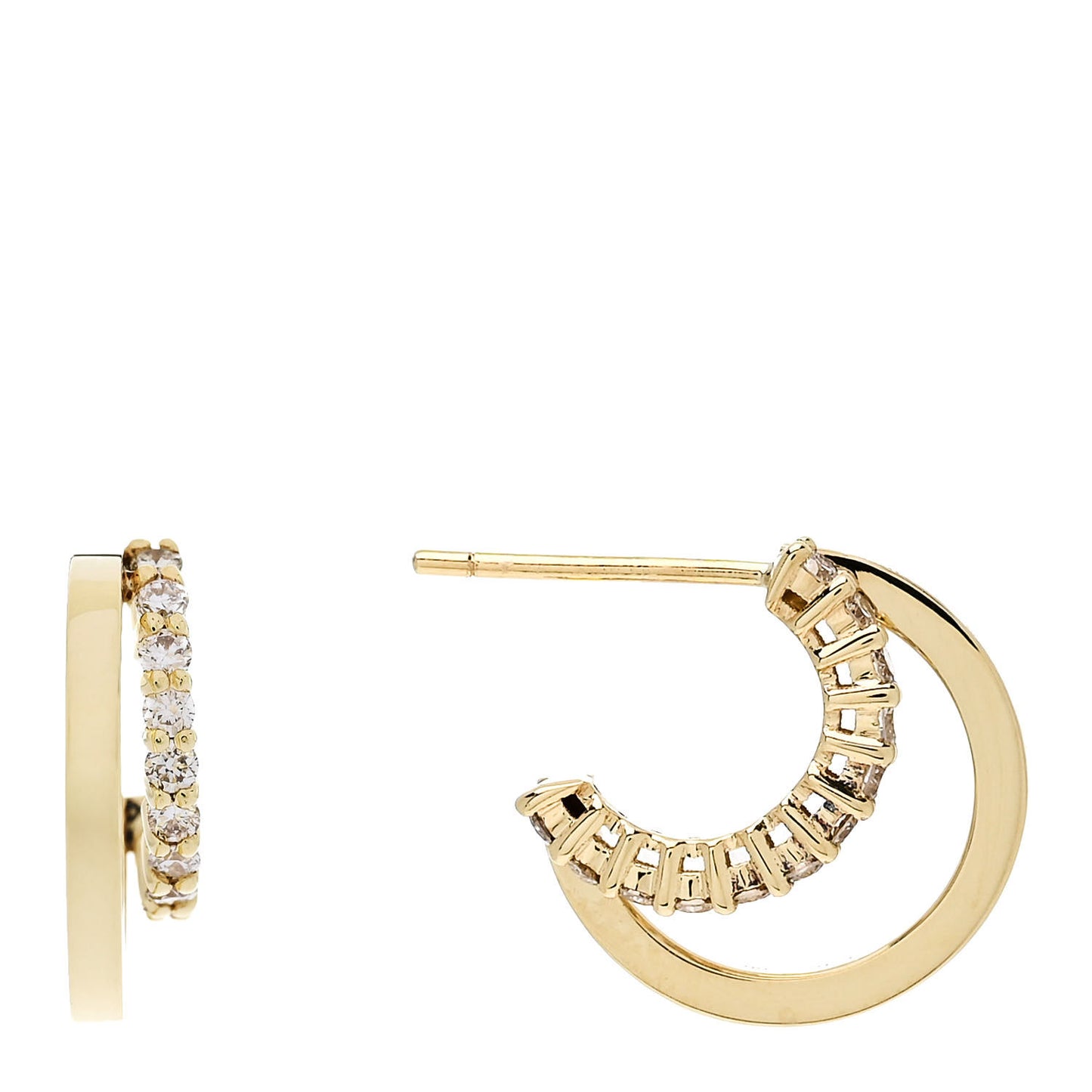 18K Yellow Gold Diamond Mini Double Hoop Earrings