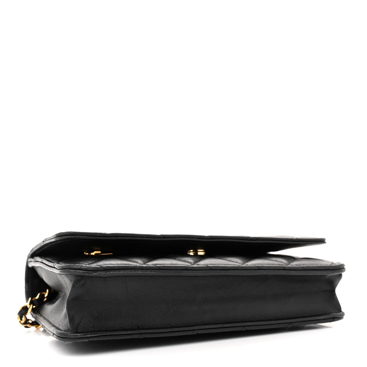 Lambskin Quilted Wallet On Chain WOC Black