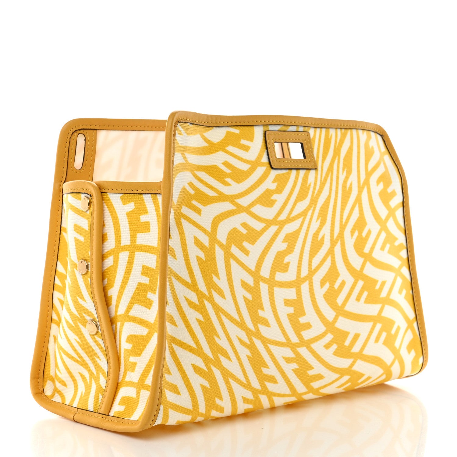 Fendi X SARAH COLEMAN Glazed Canvas Vitello Grace FF Vertigo Mini Peekaboo Defender Cover Mimosa White 3 of 9