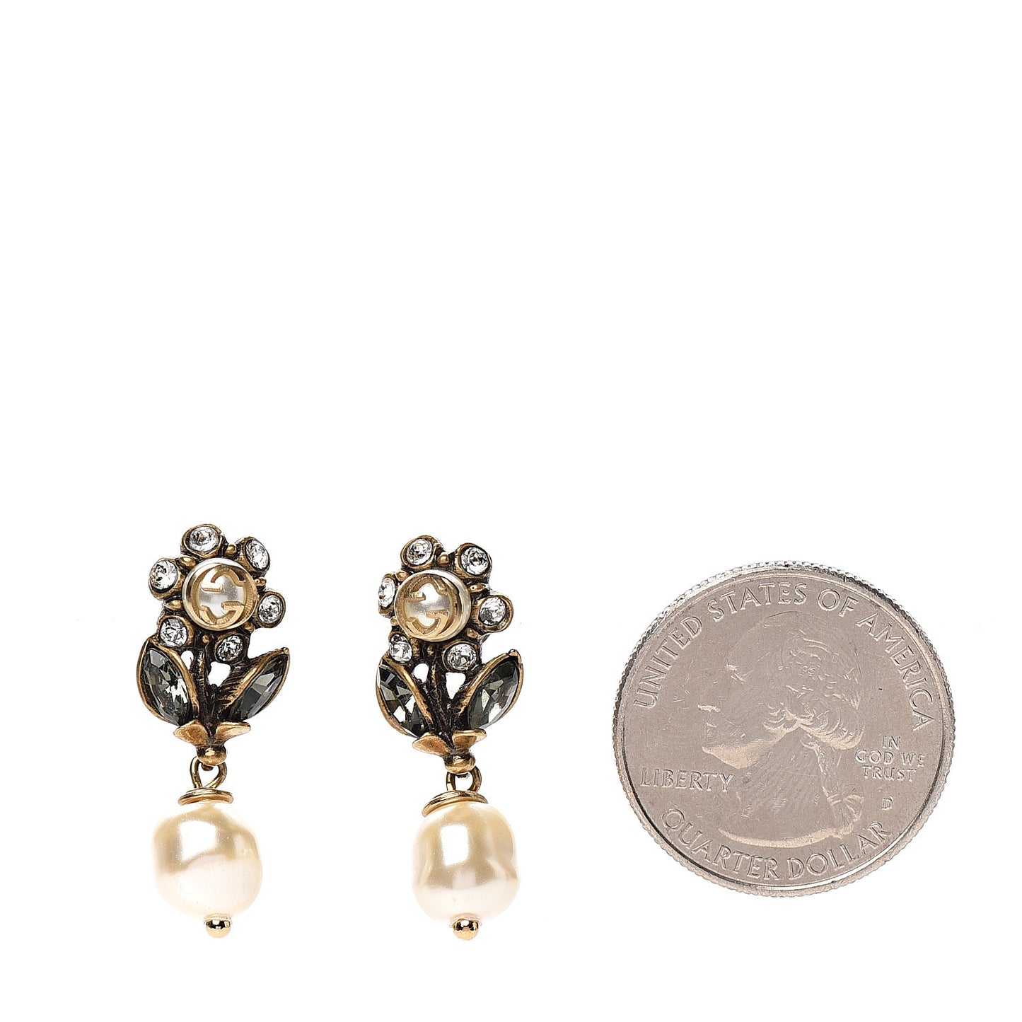 Crystal Pearl Daisy Earrings Gold