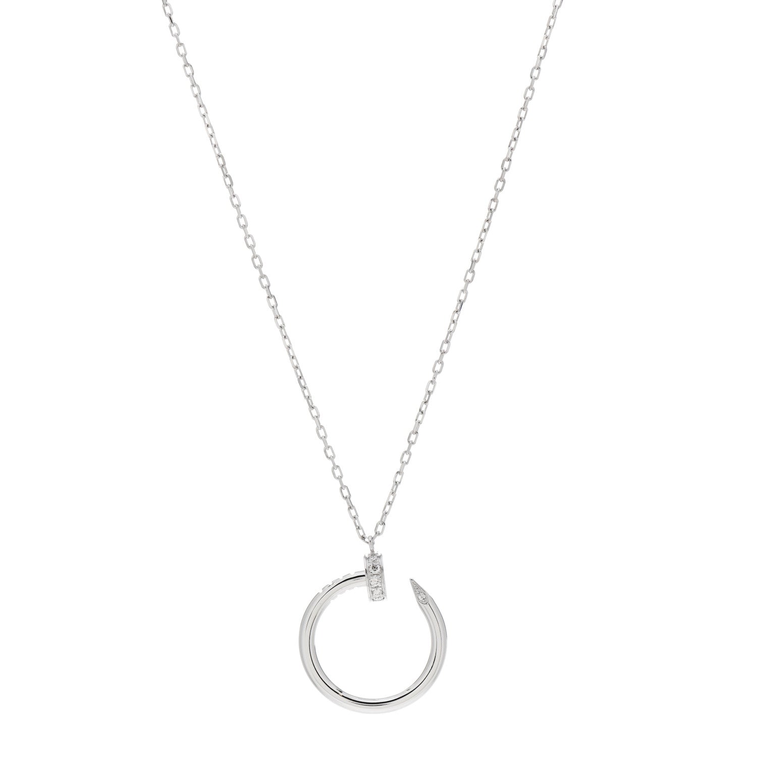 Cartier 18K White Gold Diamond Juste Un Clou Necklace 1 of 5