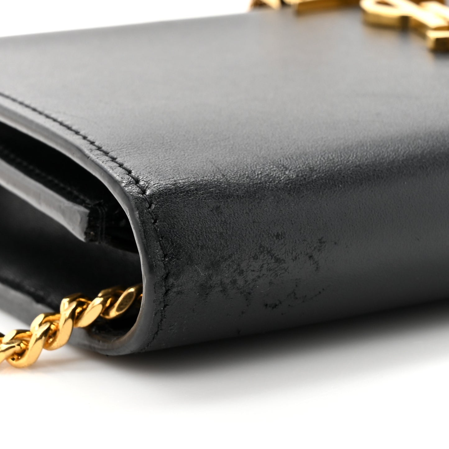 Smooth Calfskin Classic Monogram Kate Tassel Chain Wallet Black