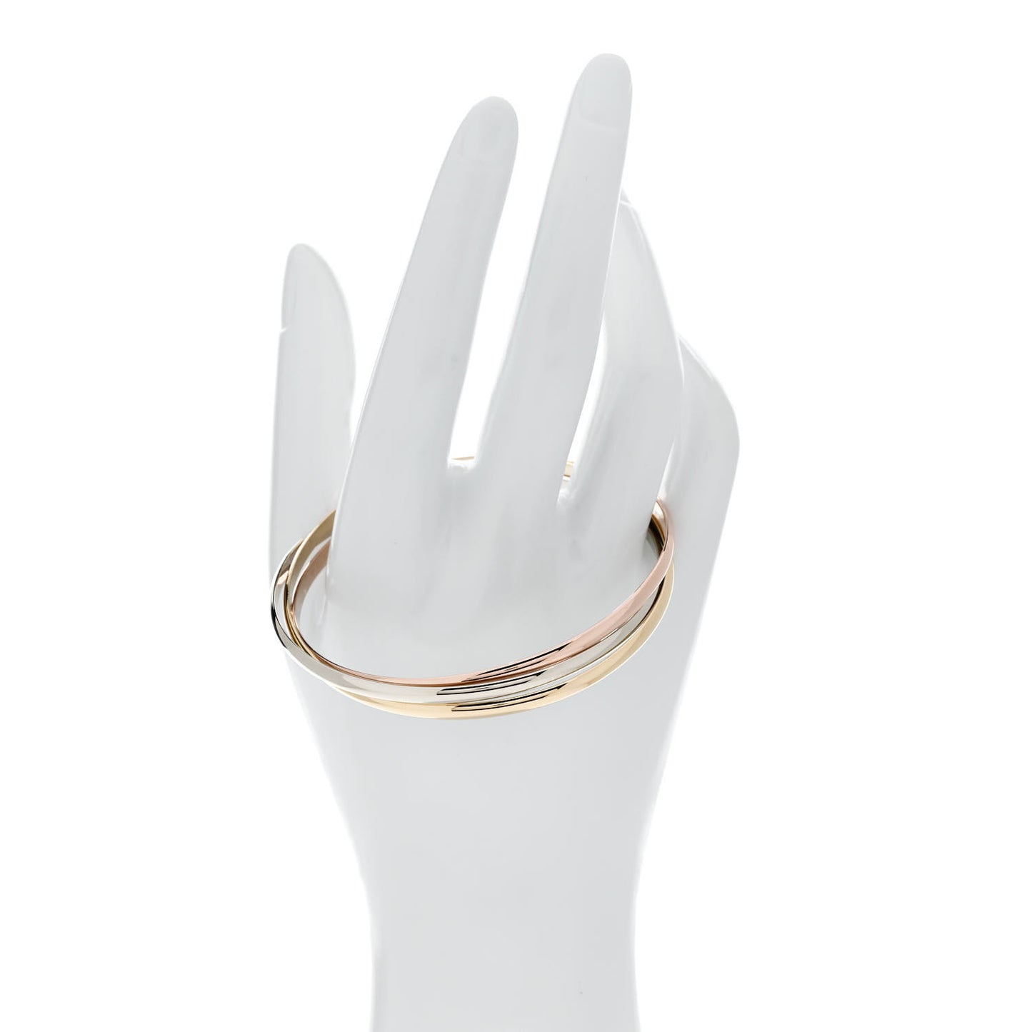 18K Pink Yellow White Gold 3.5mm Trinity Bangle Bracelet