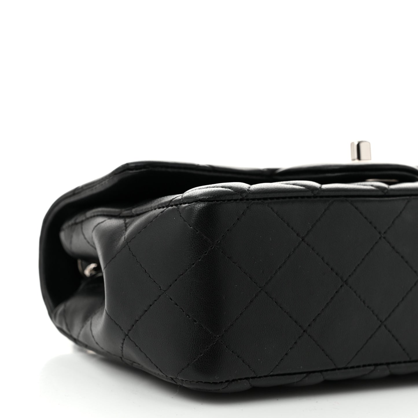 Lambskin Quilted Mini Rectangular Flap Black