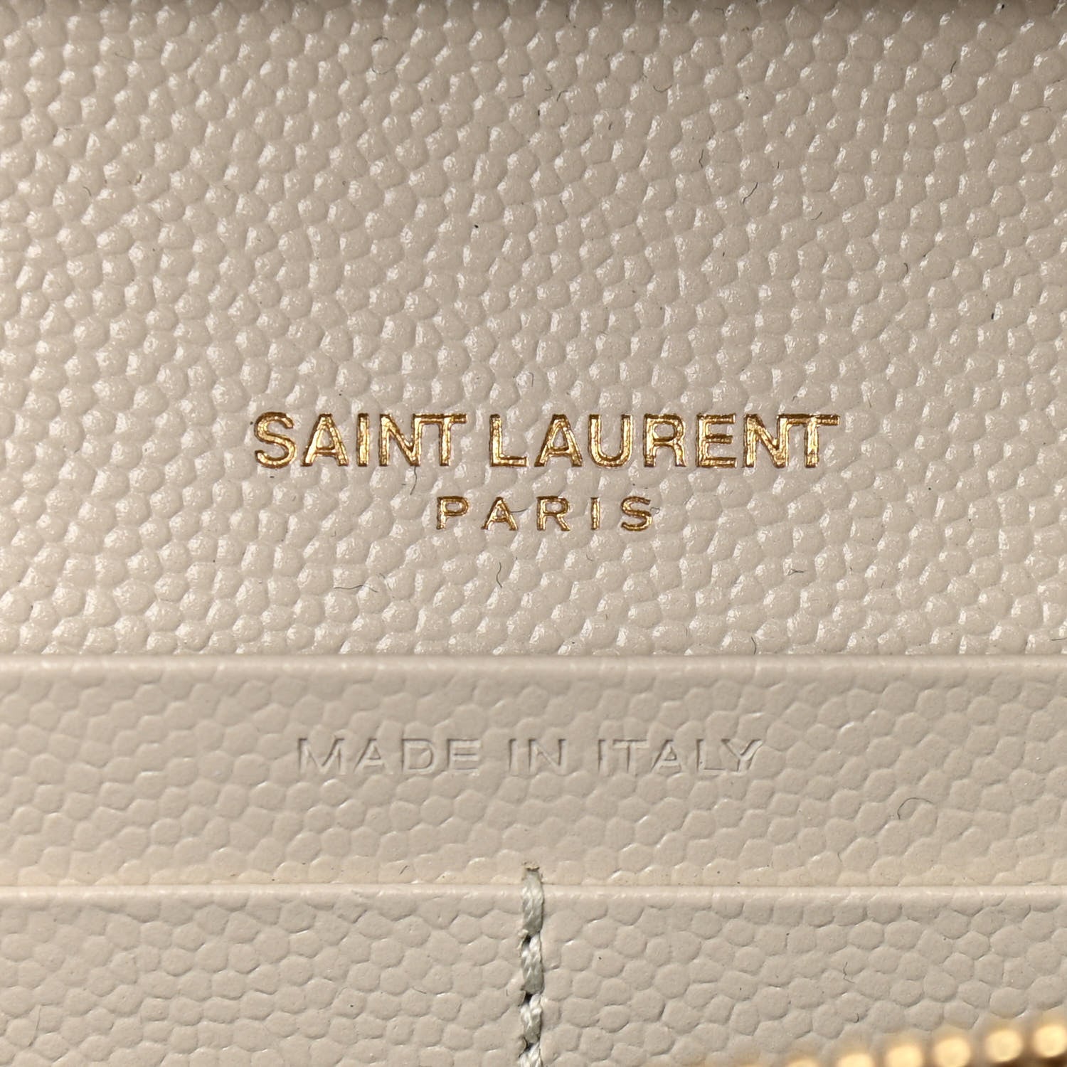 Saint Laurent Grain De Poudre Matelasse Chevron Monogram Chain Wallet Crema Soft 6 of 10