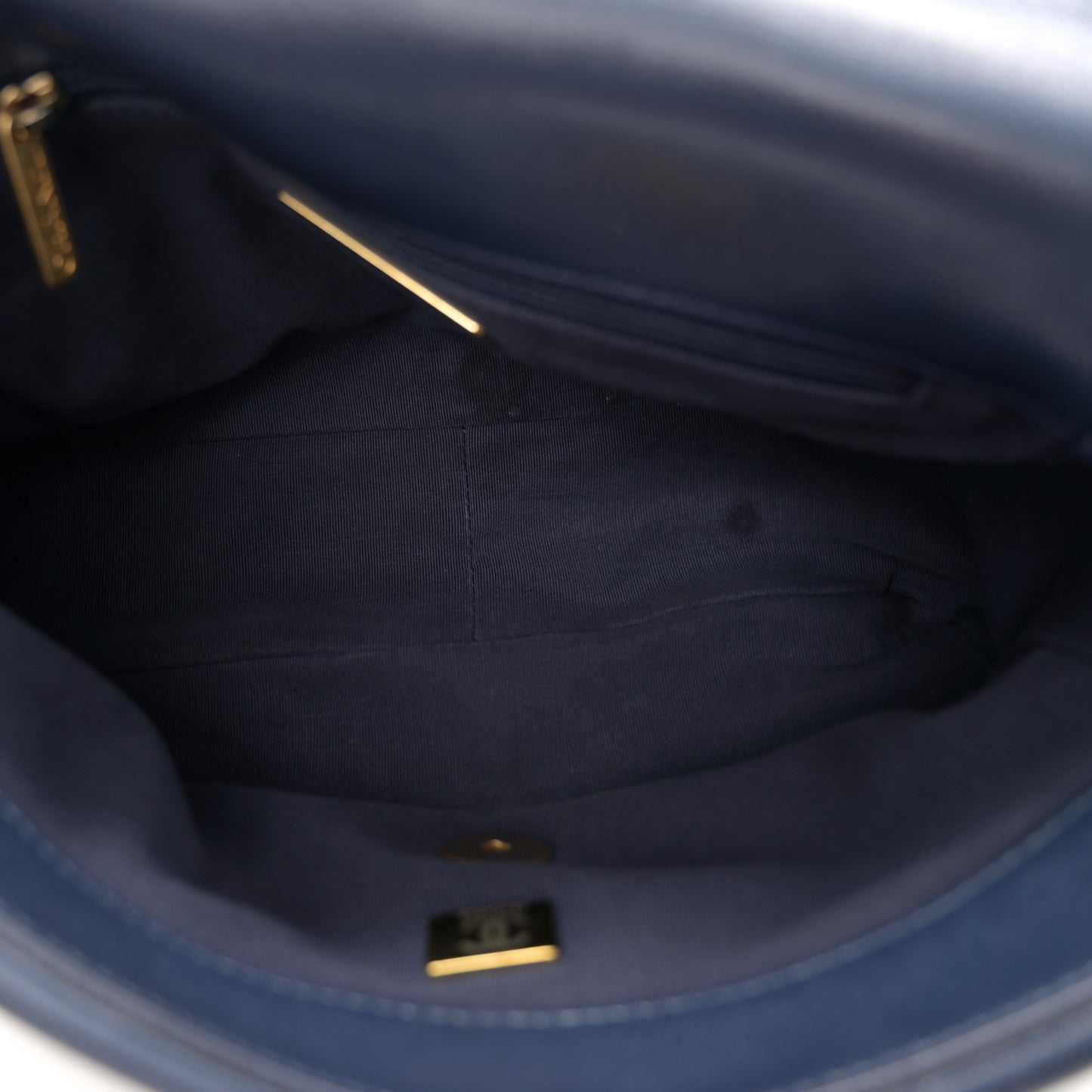 Lambskin Quilted Medium Chanel 19 Flap Navy Blue