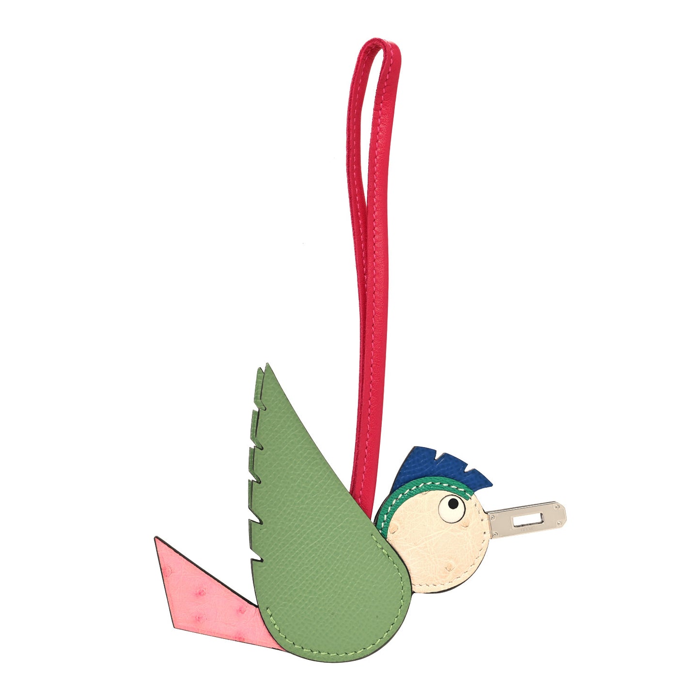 Ostrich Epsom Swift Birdy Bag Charm Vert Criquet Bubblegum Nata Menthe Bleu France Framboise