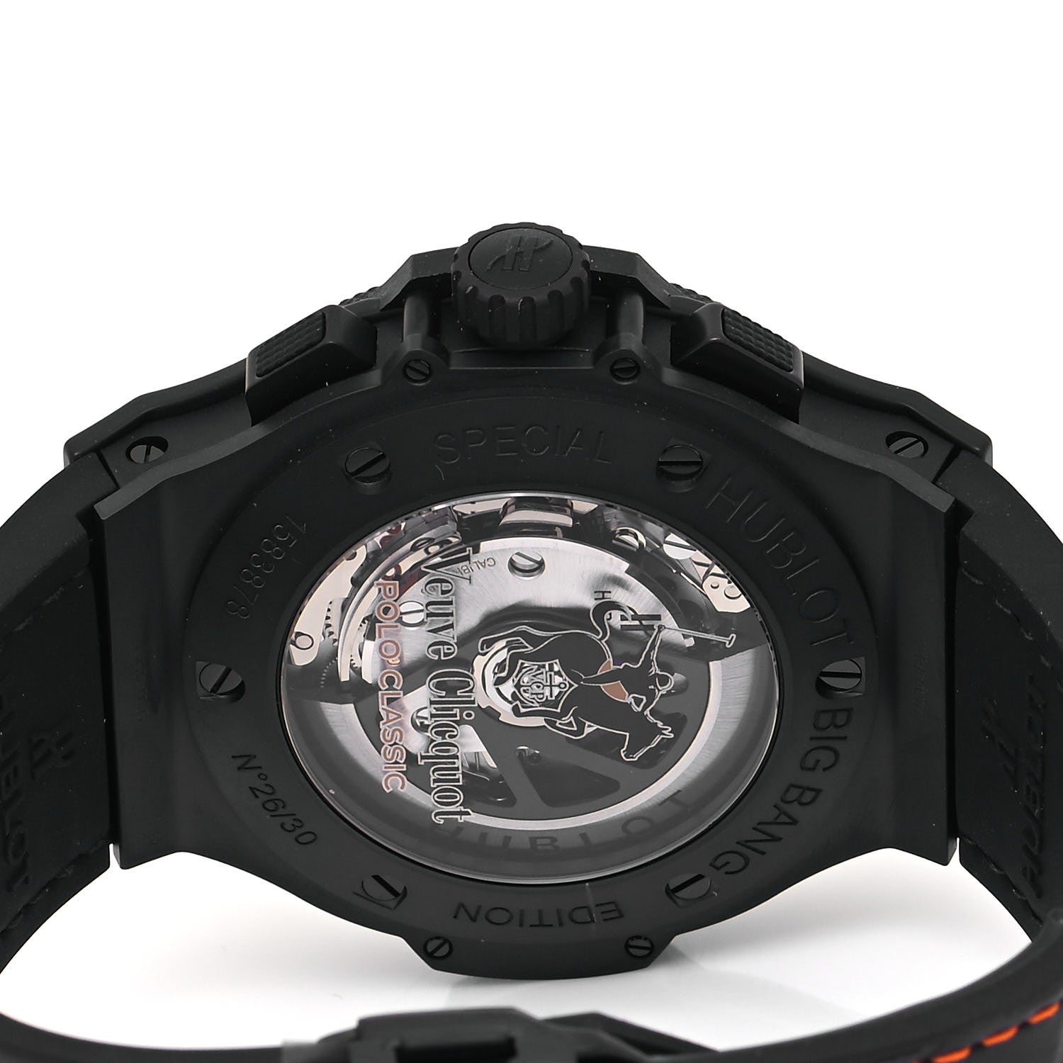 Hublot Ceramic Alligator 44mm Big Bang Limited Edition "Veuve Clicquot" Automatic Watch Black 301.C1.1140.LR.VCP21 4 of 5