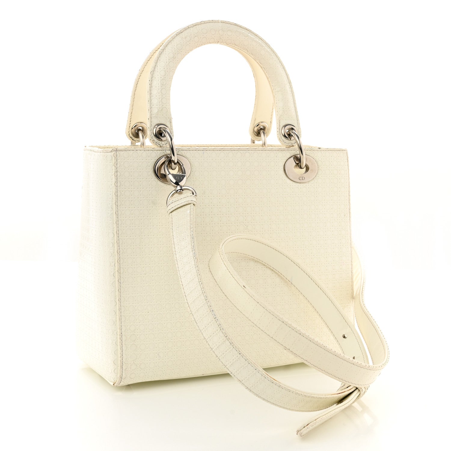 Christian Dior Patent Micro-Cannage Medium Lady Dior White 3 of 18