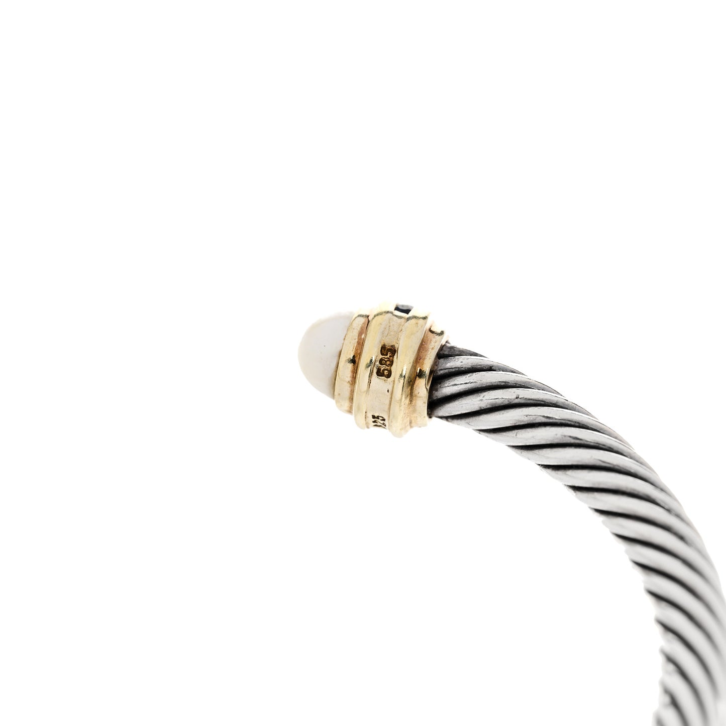 Sterling Silver 14K Yellow Gold Cultured Pearl Blue Sapphire 5mm Cable Classics Bracelet