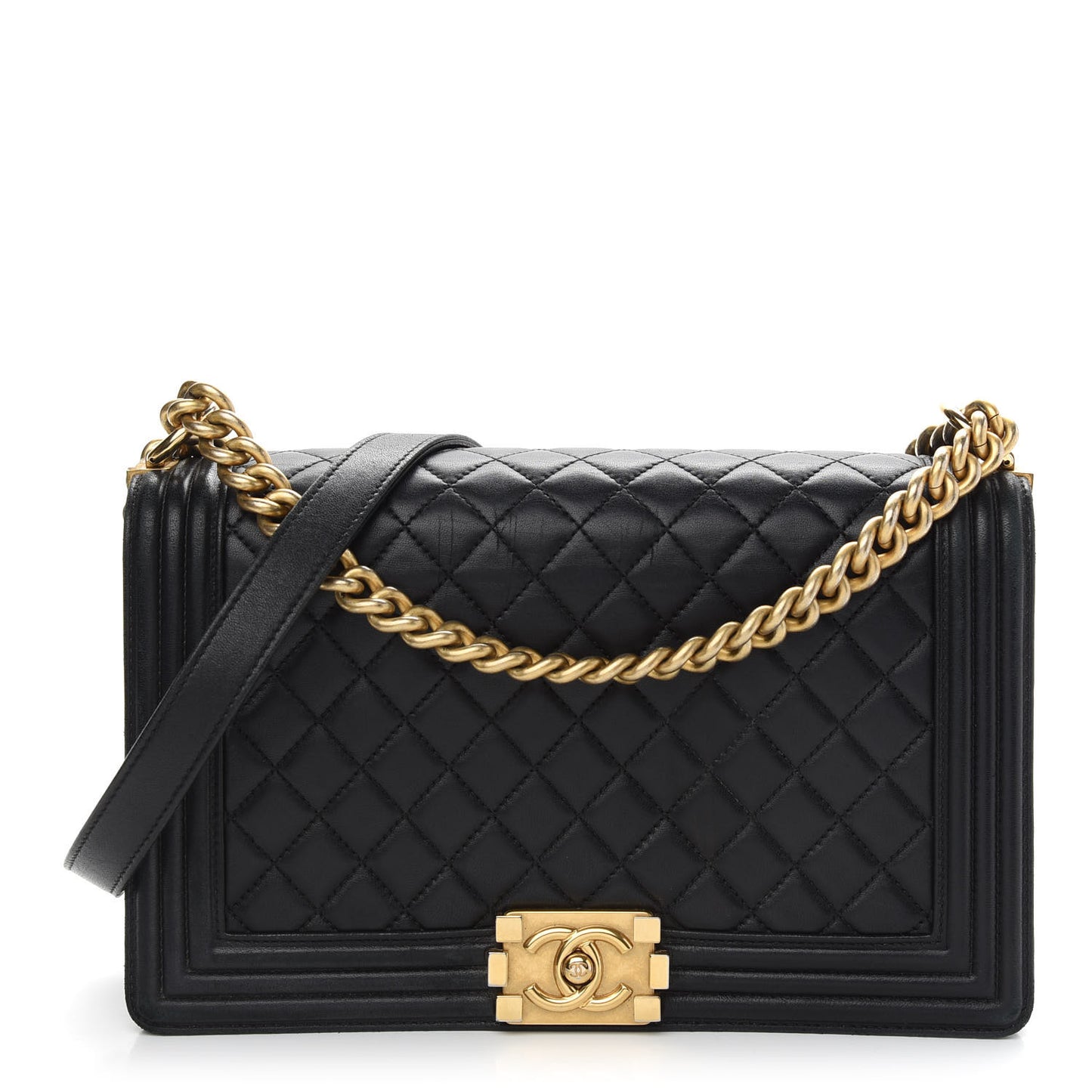 Lambskin Quilted New Medium Boy Flap Black