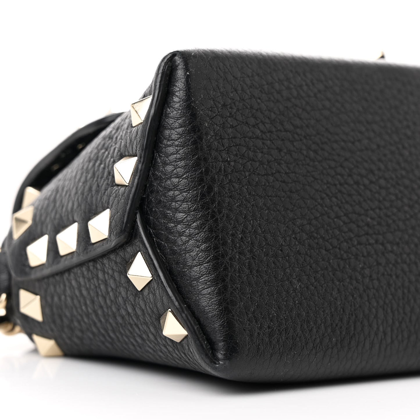 Pebbled Calfskin Mini Rockstud Crossbody Bag Black