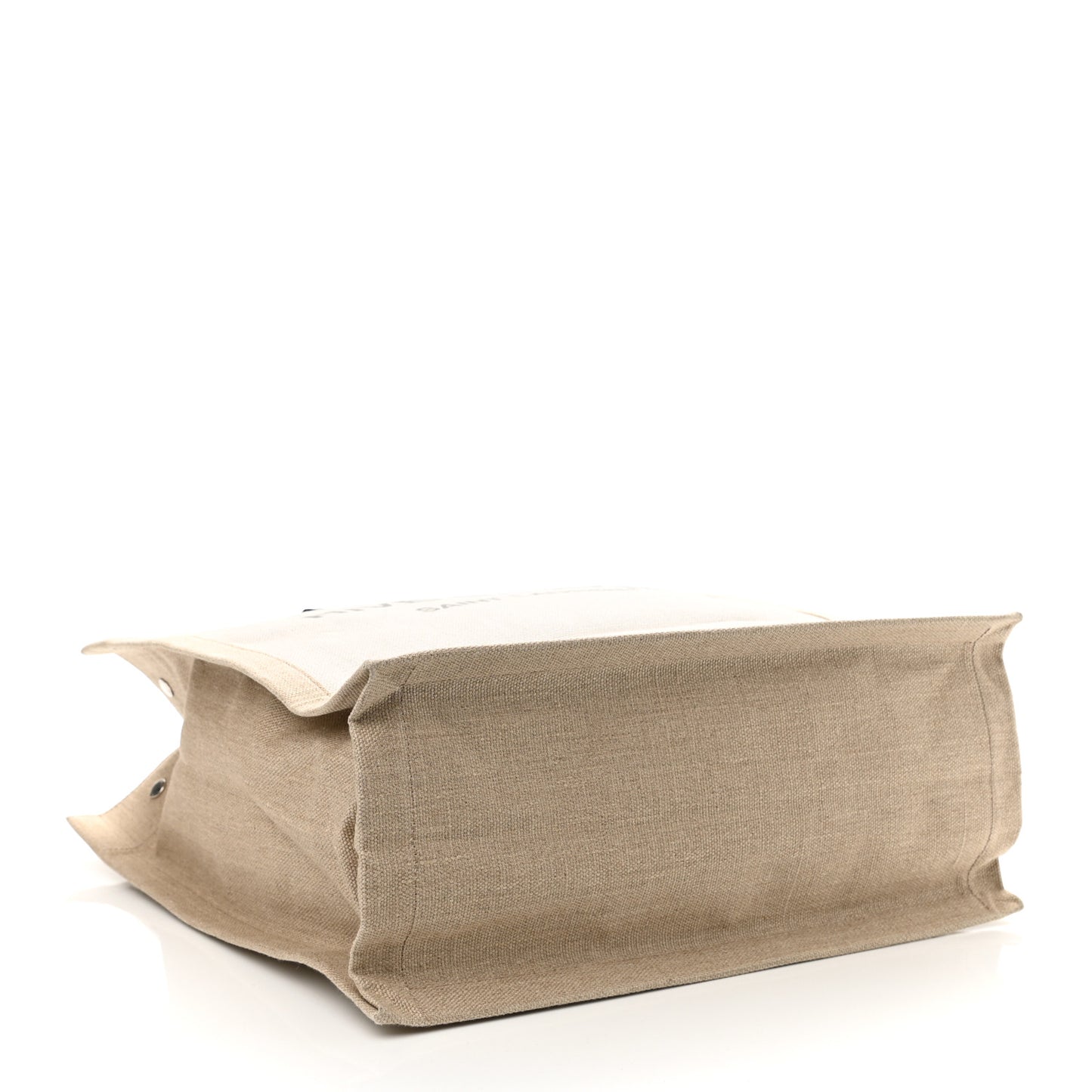 Linen Calfskin Rive Gauche North South Tote Optic White