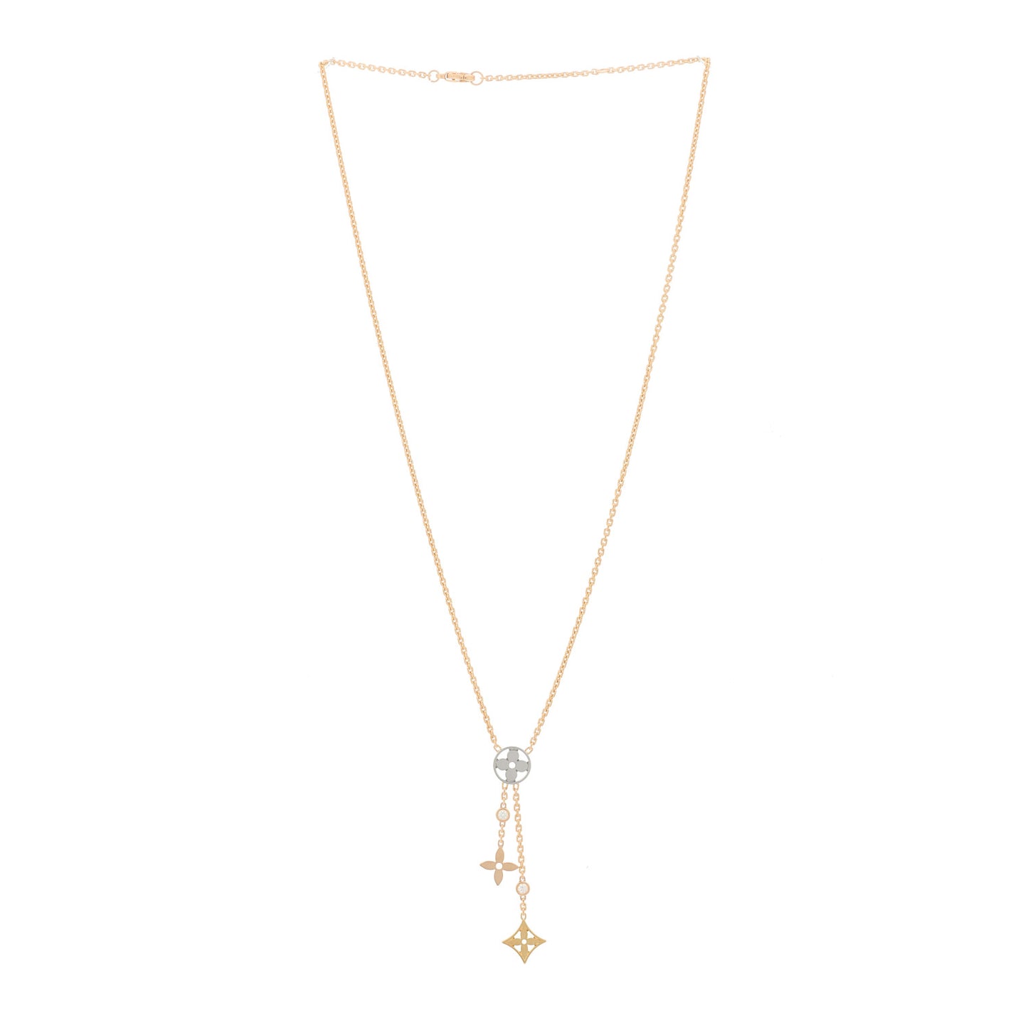 18K Yellow White Rose Gold Diamond Idylle Blossom Y Pendant Necklace