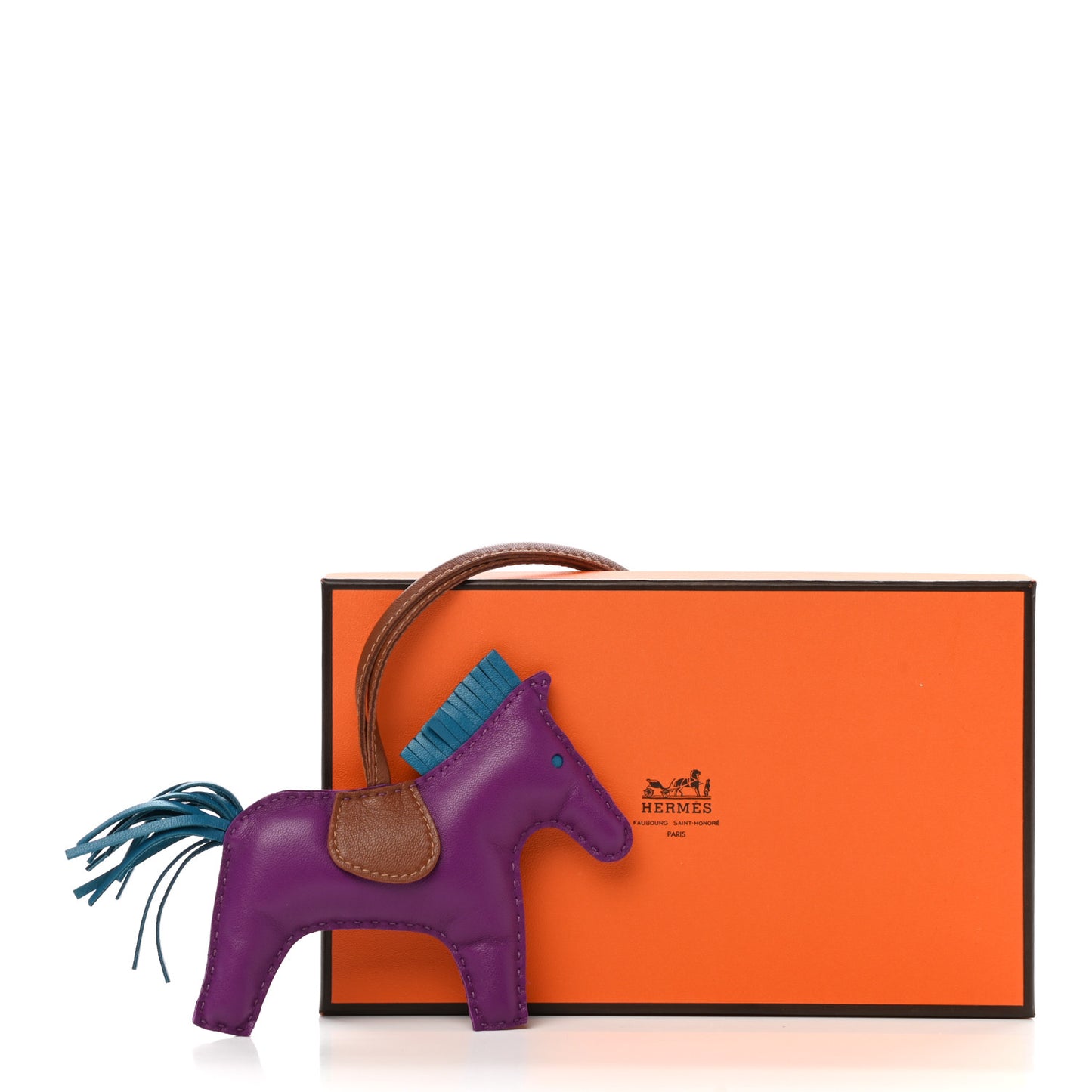 Milo Lambskin Grigri Rodeo Horse Bag Charm MM Anemone Bleu Izmir Fauve