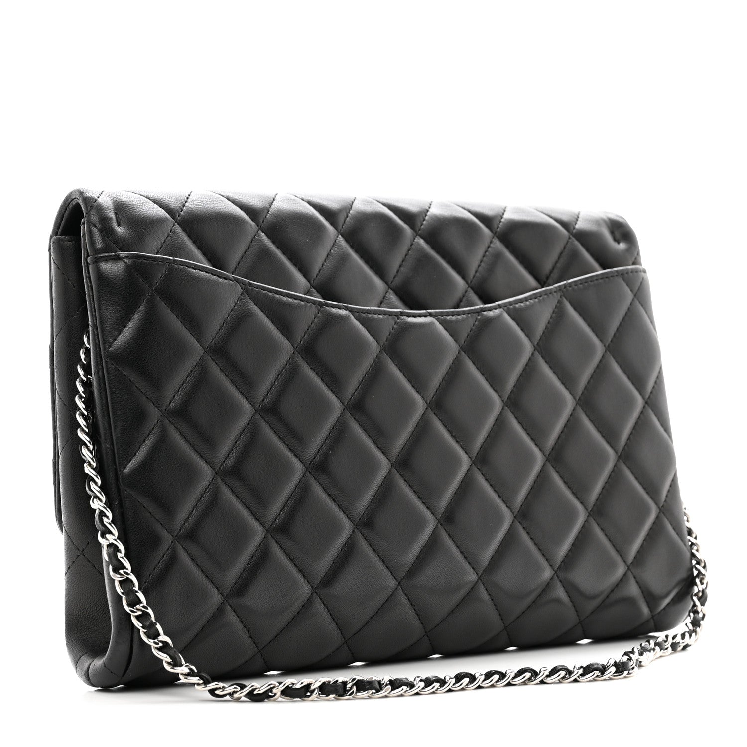 Chanel Lambskin Quilted Clutch With Chain Flap Black 3 of 10