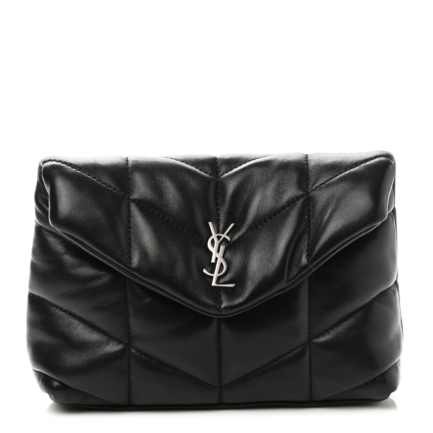 Lambskin Monogram Loulou Puffer Pouch Clutch Black