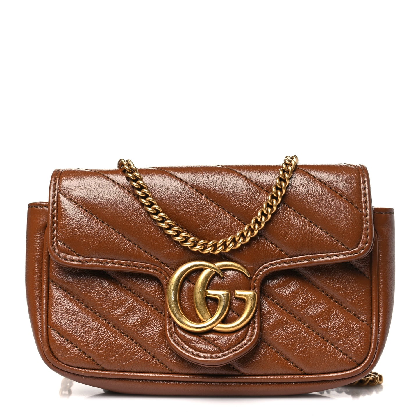 Azalea Calfskin Matelasse Diagonal Super Mini GG Marmont Shoulder Bag Cuir