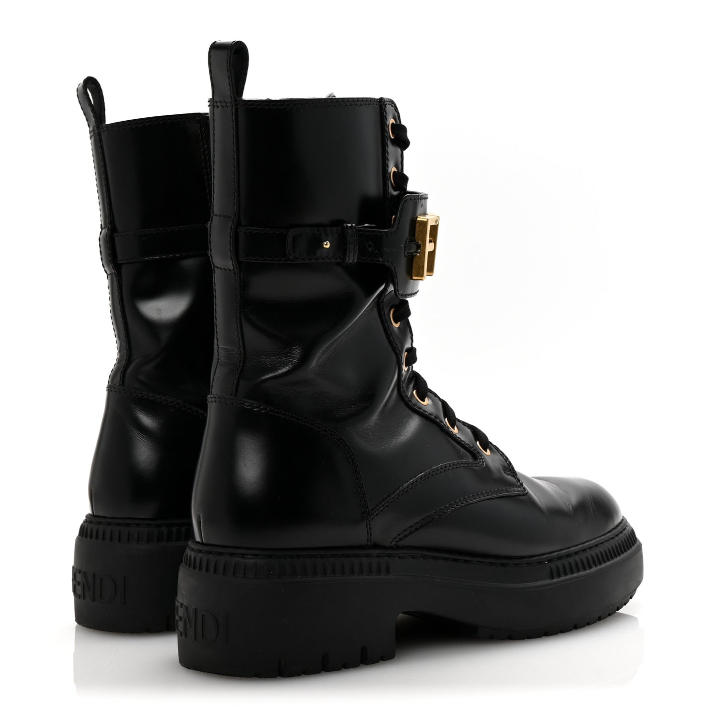 Vitello Abrasivato Fendigraphy 50mm Biker Boots 39.5 Black