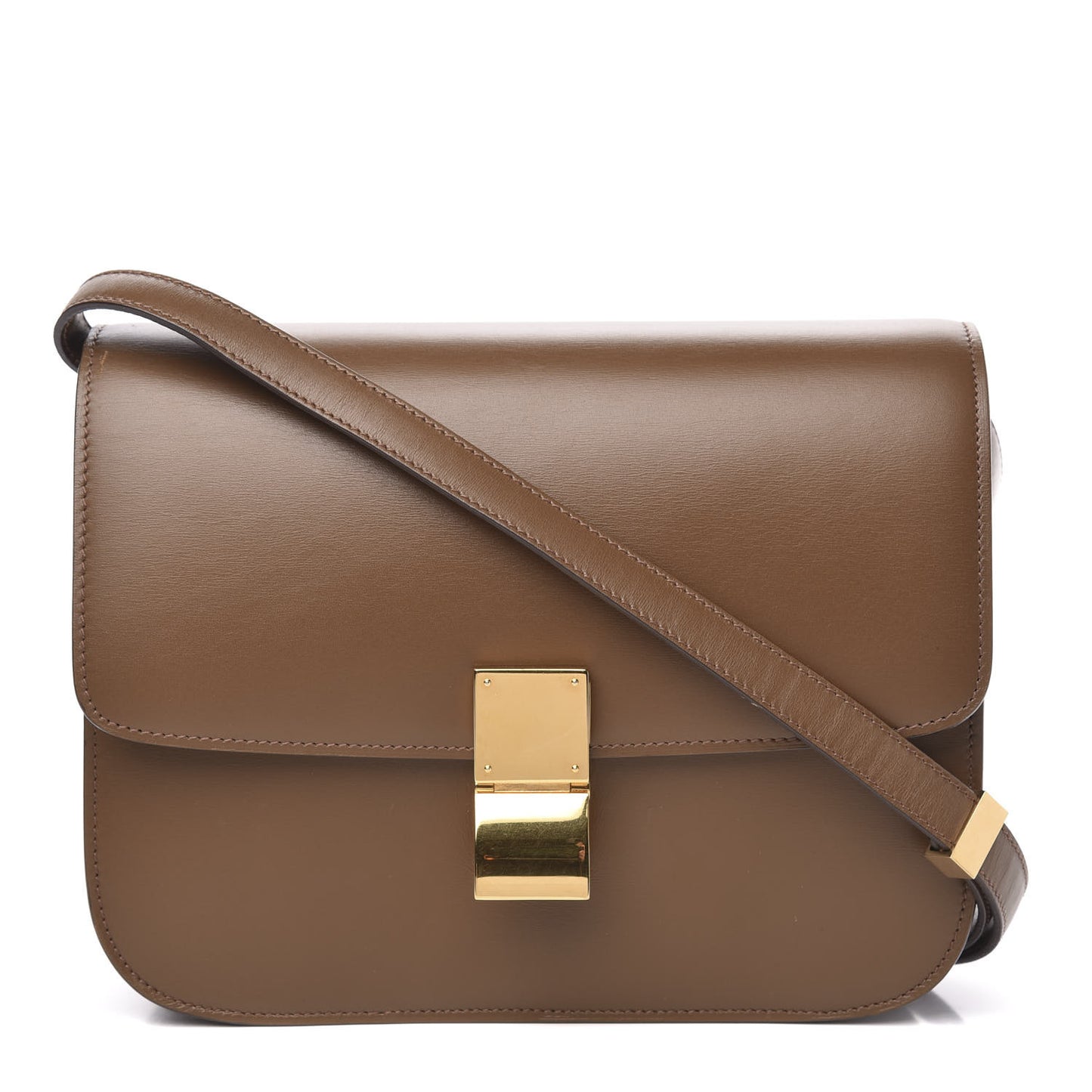 Box Calfskin Medium Classic Box Flap Bag Camel