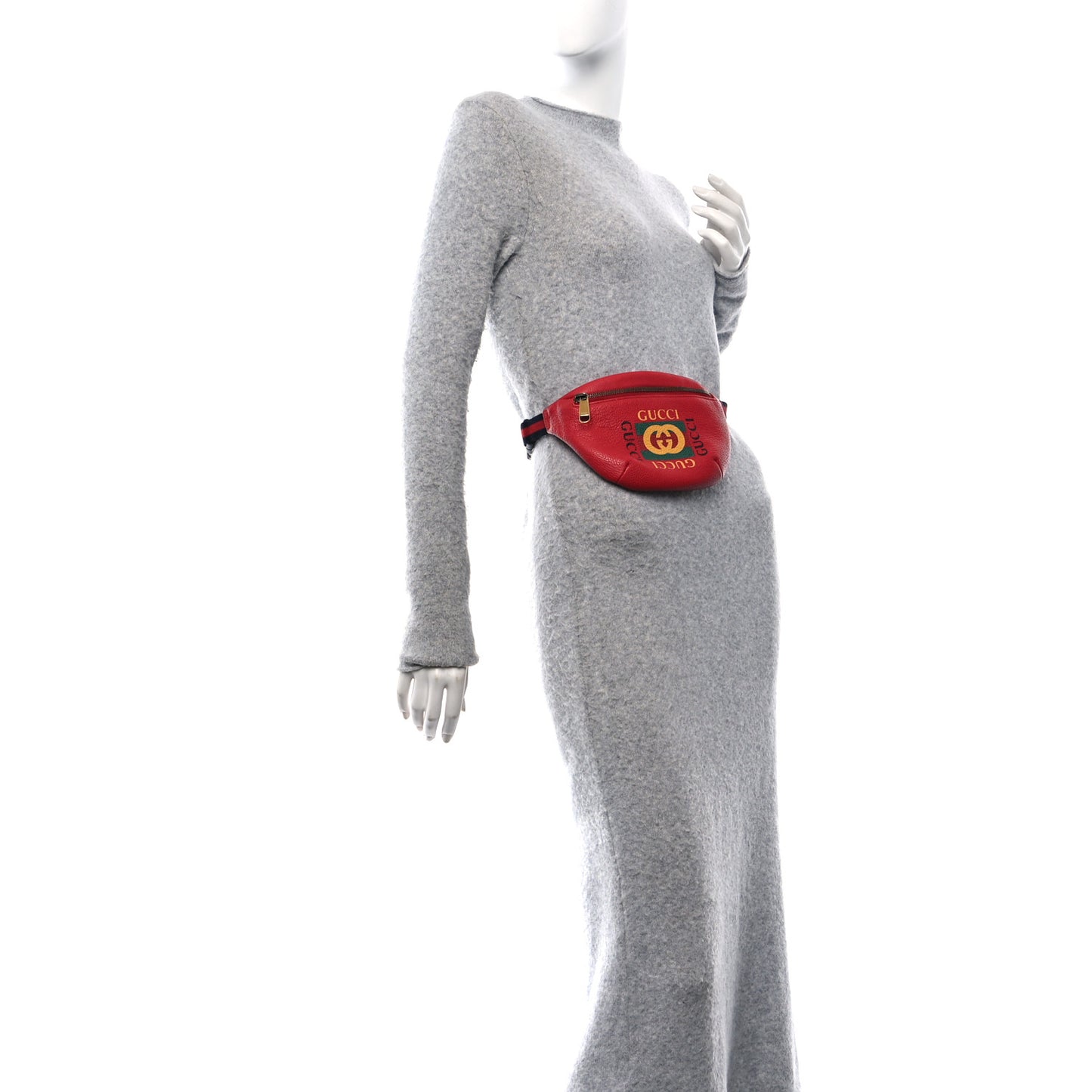 Grained Calfskin Small Logo Belt Bag Hibiscus Red