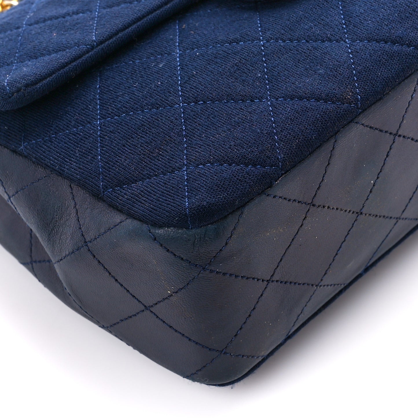 Jersey Lambskin Quilted Mini Square Flap Navy