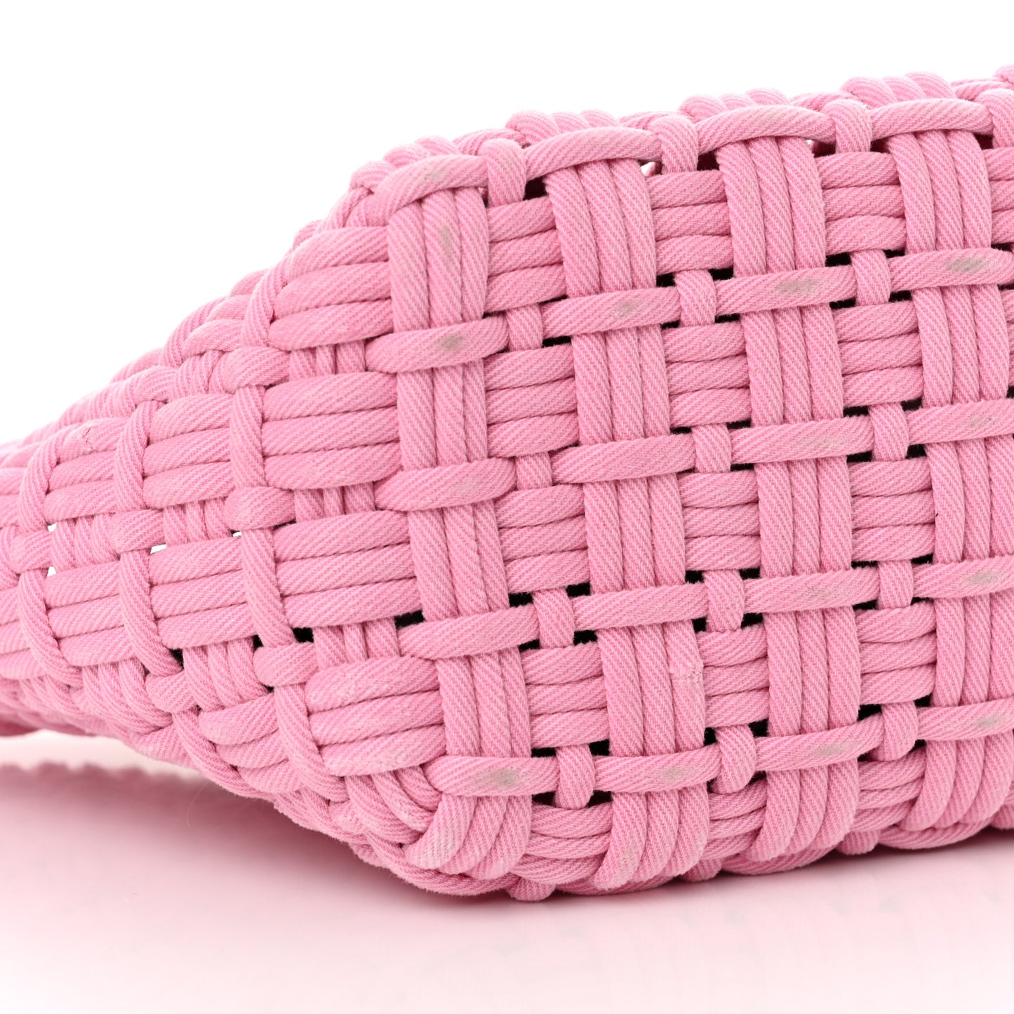 Washed Frayed Denim Braided XS Bistro Basket Pink