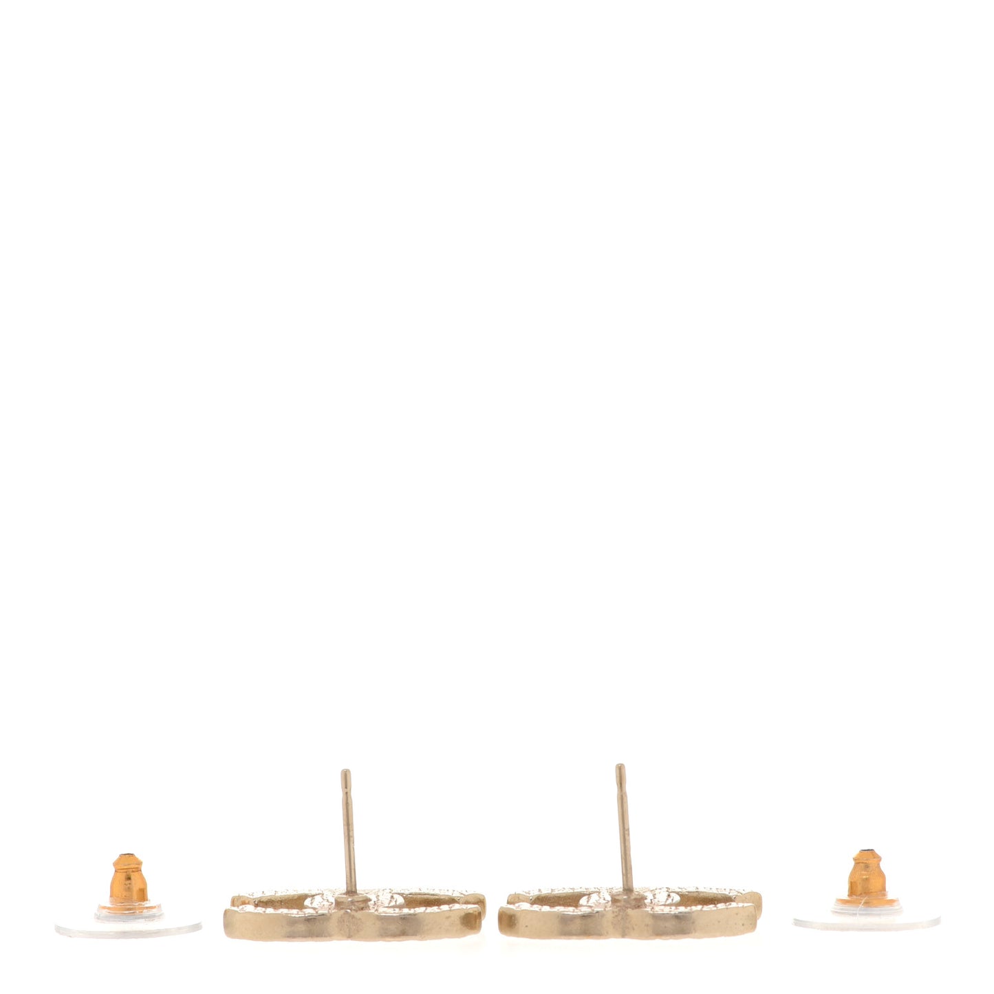 Metal Textured CC Earrings Gold
