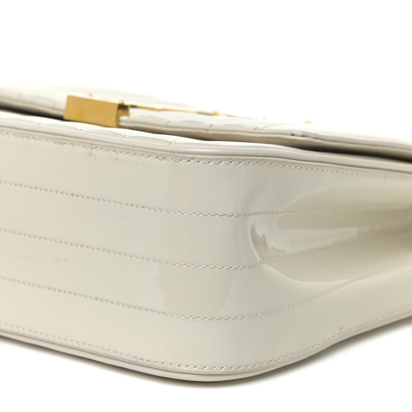 Patent Matelasse Monogram Large Vicky Chain Bag White