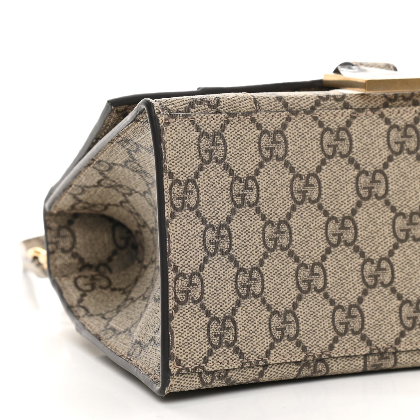 X GUCCI GG Supreme Monogram Small Hourglass Top Handle Bag Beige Ebony