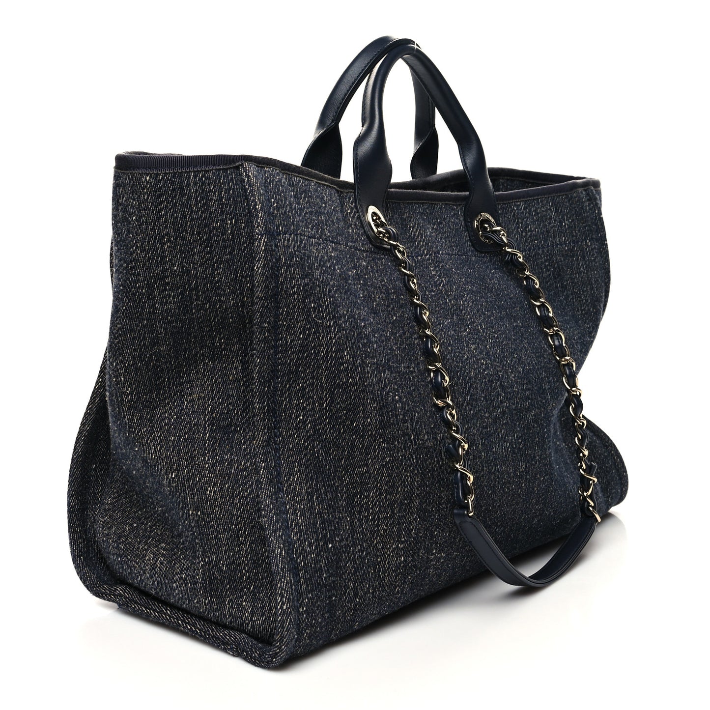 Denim Medium Deauville Tote Dark Blue White