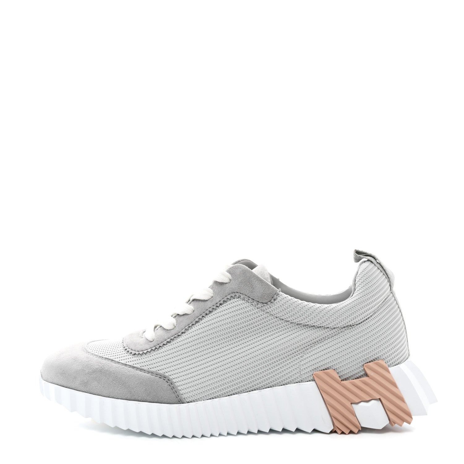 Hermes Air Mesh Suede Goatskin Bouncing Sneakers 38.5 Gris Temperance 1 of 9