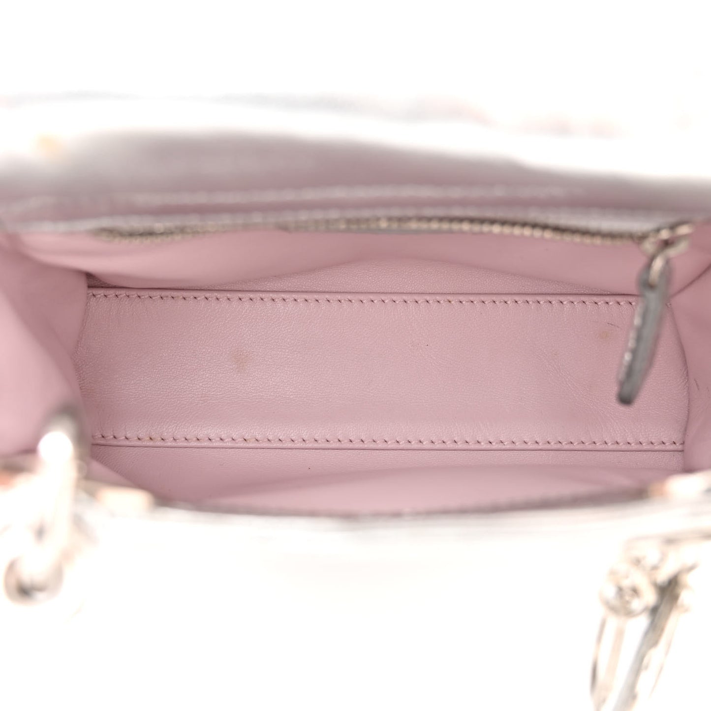 Metallic Lizard Mini Lady Dior Silver