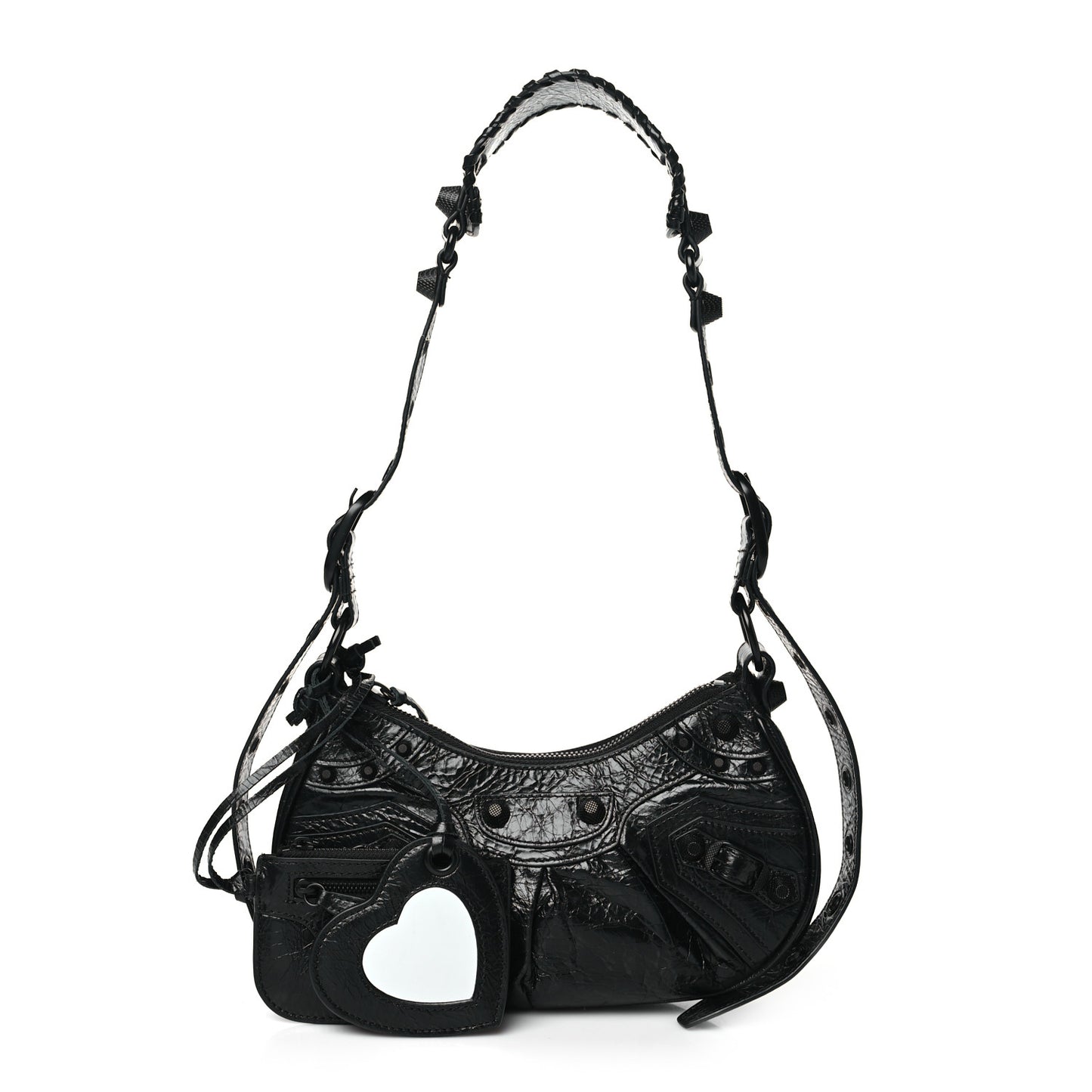Agneau Arena Monochrome Le Cagole Shoulder Bag XS Black