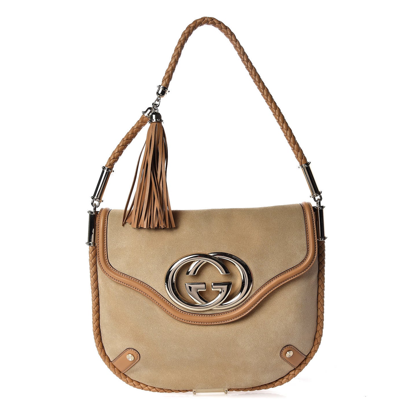 Suede Medium Britt Tassel Shoulder Bag Tan