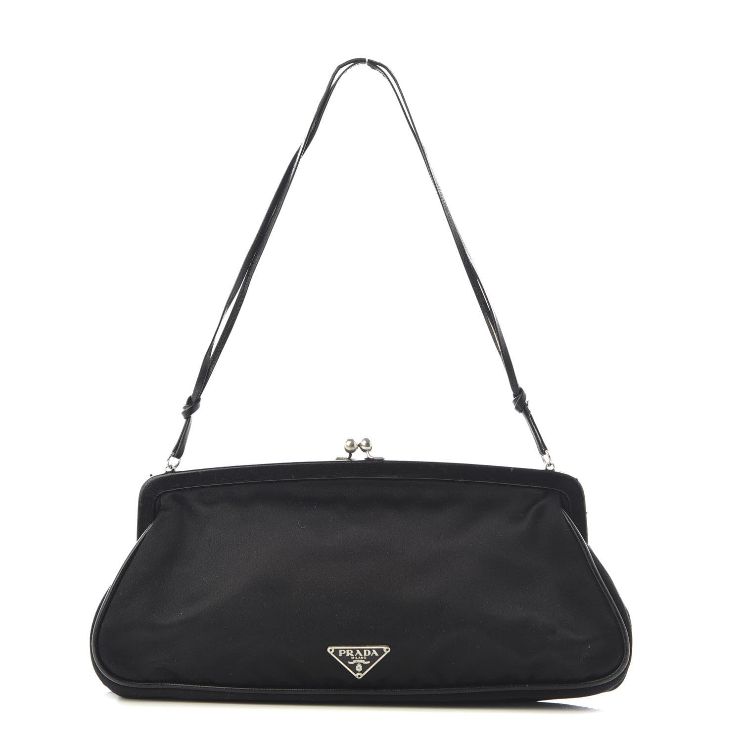Prada Tessuto Nylon Kisslock Shoulder Bag Black 581321 – FASHIONPHILE