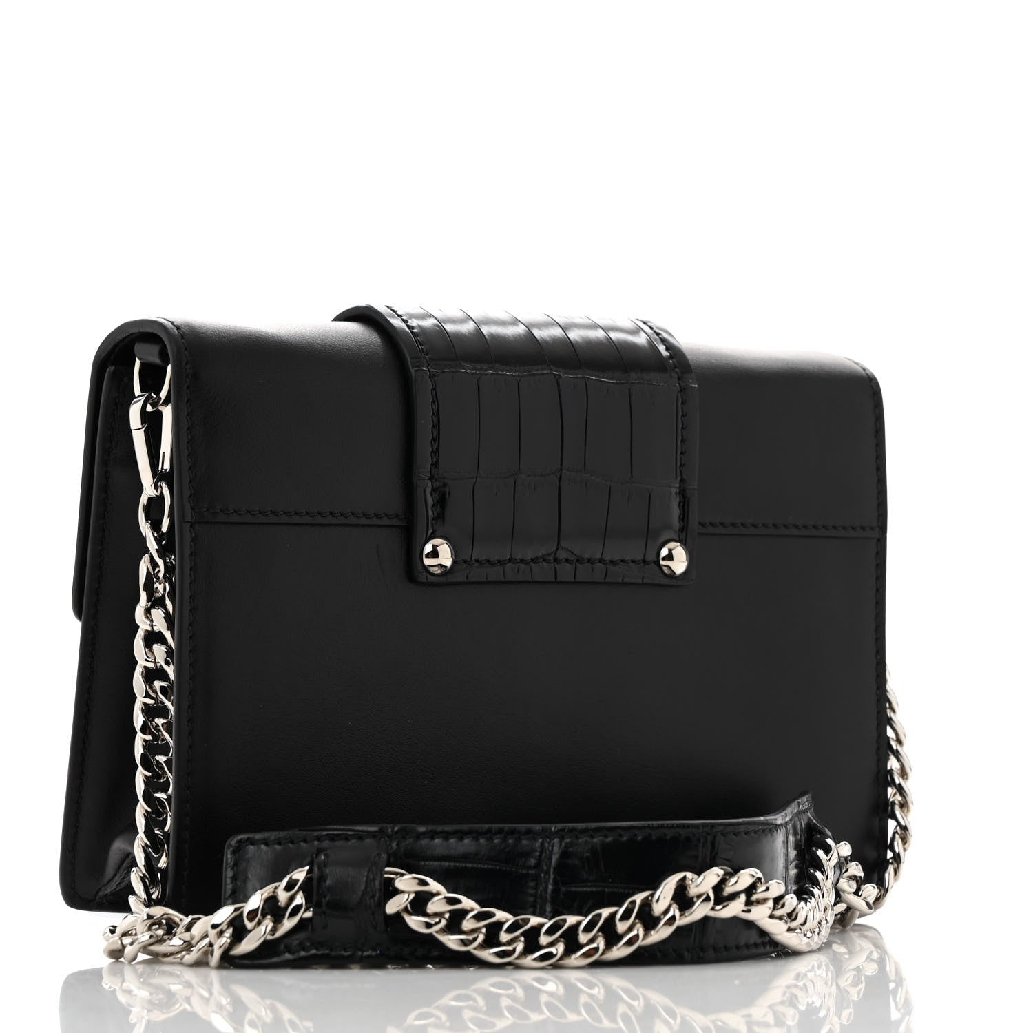 Prada City Calf Cocco Crystal Embellished Ribbon Bag Black 3 of 12